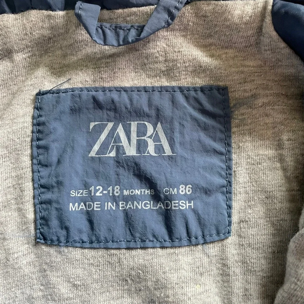 Zara Windbreaker Jacket Blue Hooded Zip Up Kids 12-18 Months Gorpcore